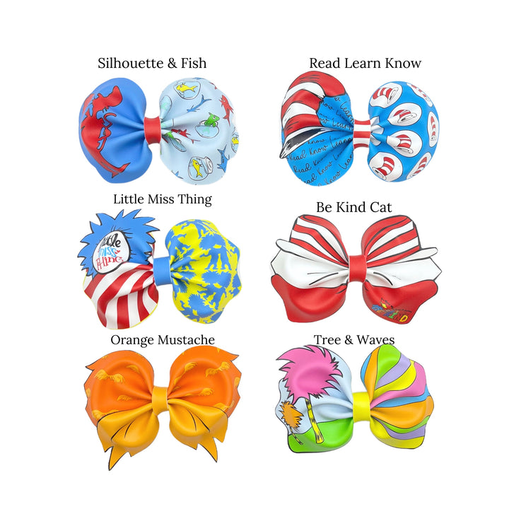 reading character themed faux leather hair bow template patterns