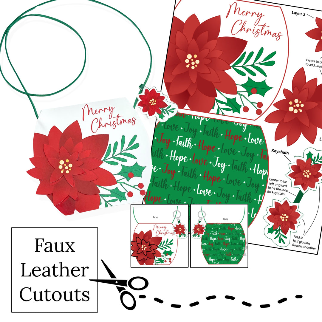Poinsettia Faux Leather Purse Template & DIY Kit