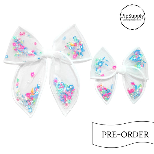 PRE-ORDER Fish Mix Pre-Filled Tied Shaker Hair Bow w/Clip (estimated to ship the w/o May 27th)