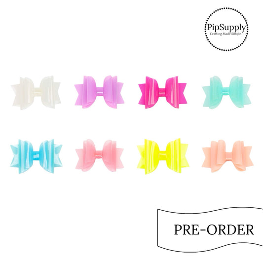 PRE-ORDER Layered Solid Jelly Hair Bow - Tied w/Clip (estimated to ship the w/o April 29th)