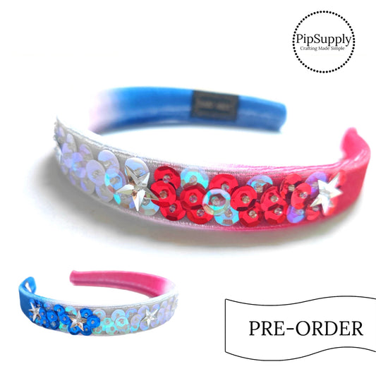 PRE-ORDER Ombre Patriotic Stars & Beads Headband (estimated to ship the w/o May 27th)