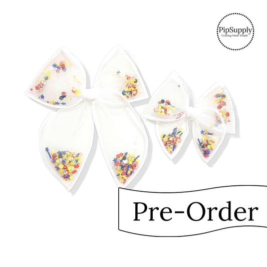 PRE-ORDER Star Student Tulle Pre-Filled Tied Shaker Hair Bow - TIED w/Clip (estimated to ship the week of May 27th)