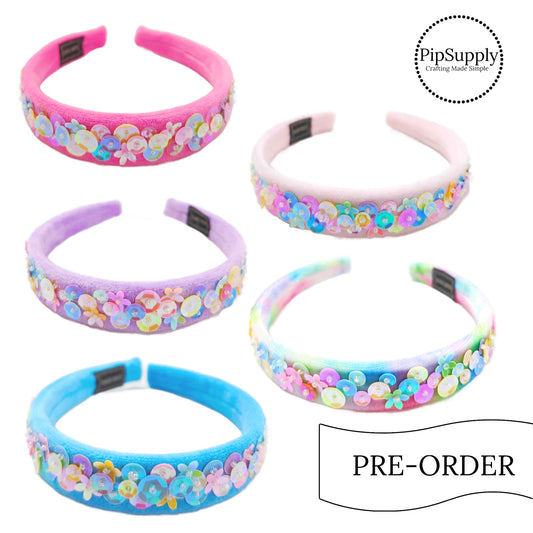 PRE-ORDER Summer Sequin Velvet Headband (estimated to ship the w/o May 27th)