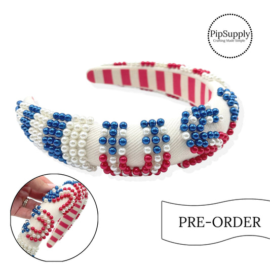 PRE-ORDER USA Beaded Pearl Headband (estimated to ship the w/o May 27th)