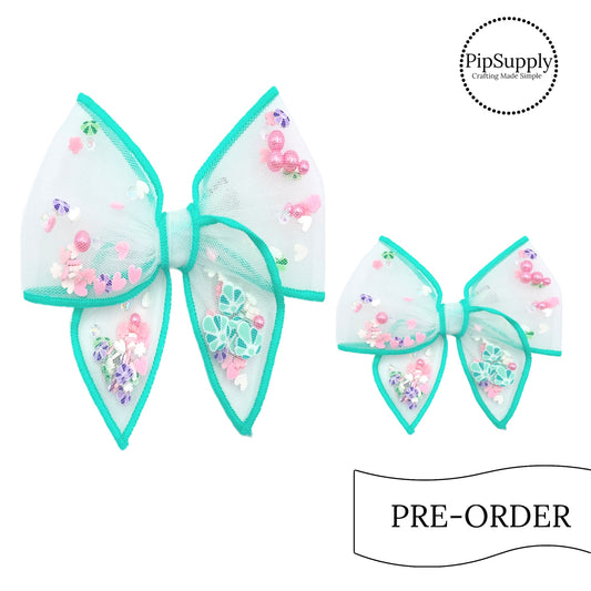 PRE-ORDER Under The Sea Pre-Filled Tied Shaker Hair Bow w/Clip (estimated to ship the w/o May 27th)
