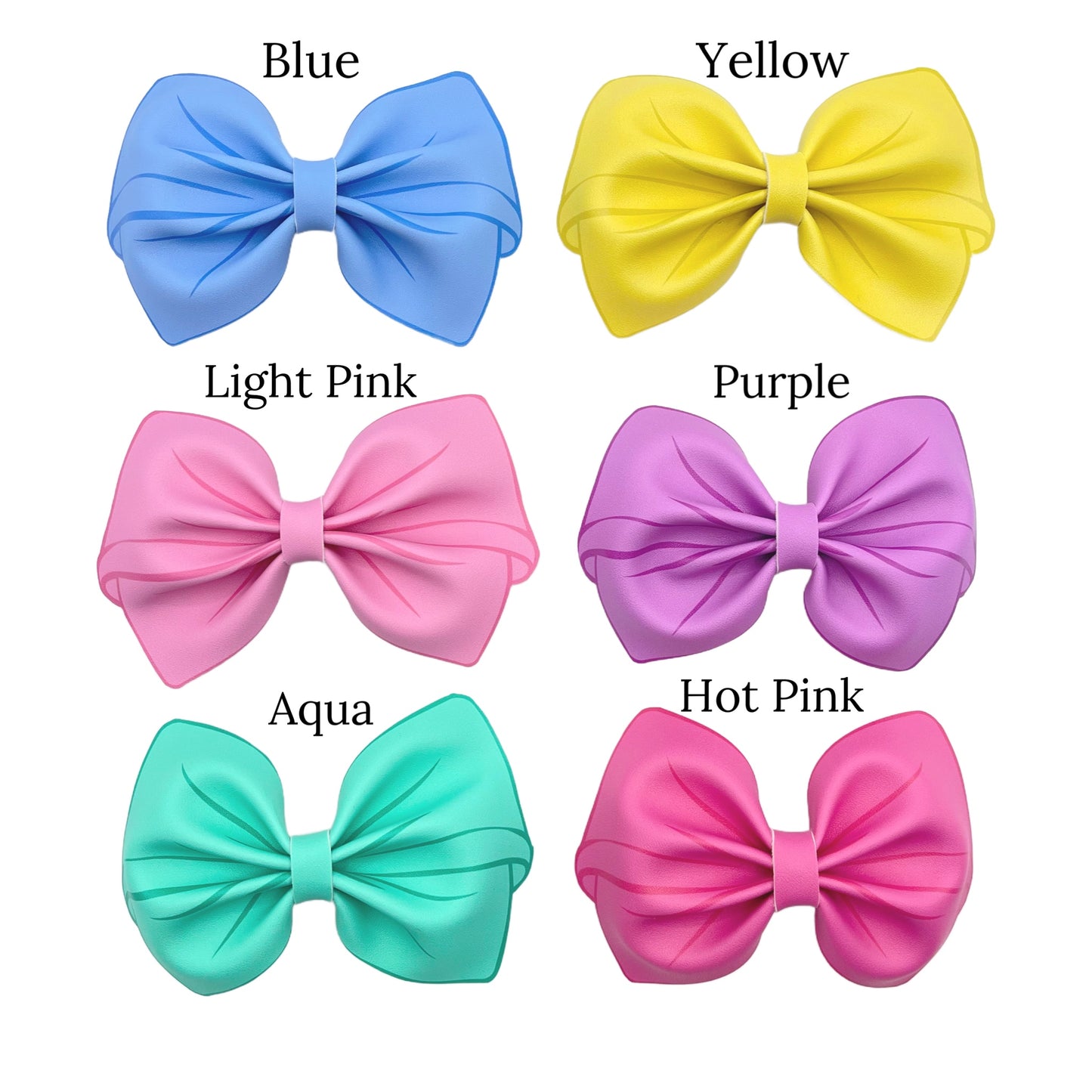 pink blue yellow solid princess inspired faux leather bows