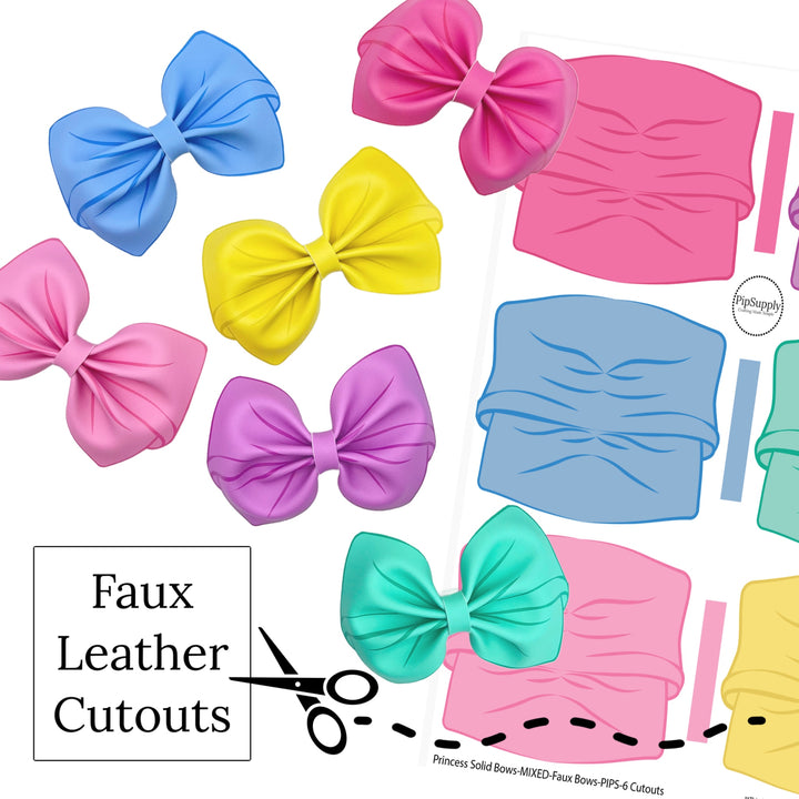 Princess Solid Bow Faux Leather DIY Hair Bows & Craft Cutouts