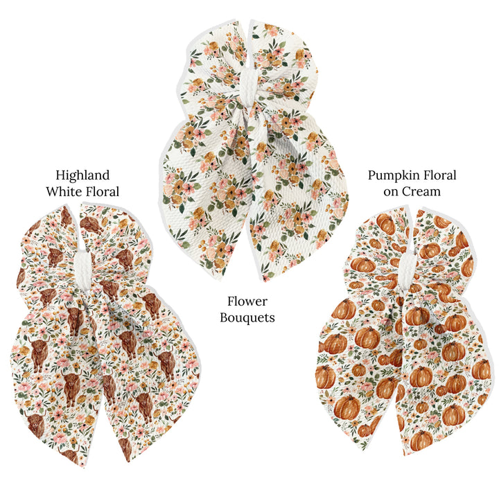 Pumpkin Floral Flowy Sailor Fabric DIY Hair Bows