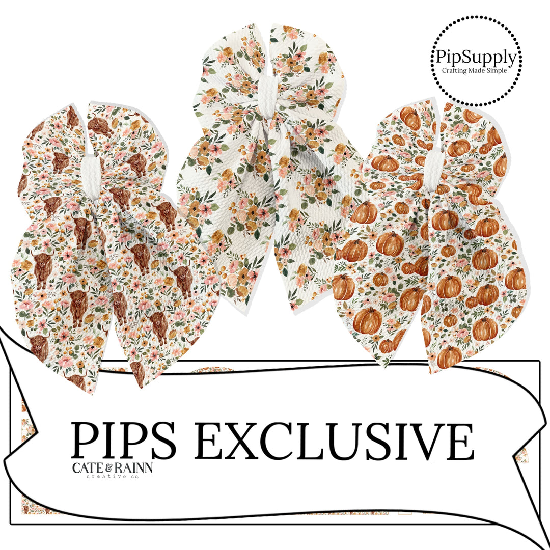 flowers, pumpkins and highland cow diy liverpool flowy sailor hair bows