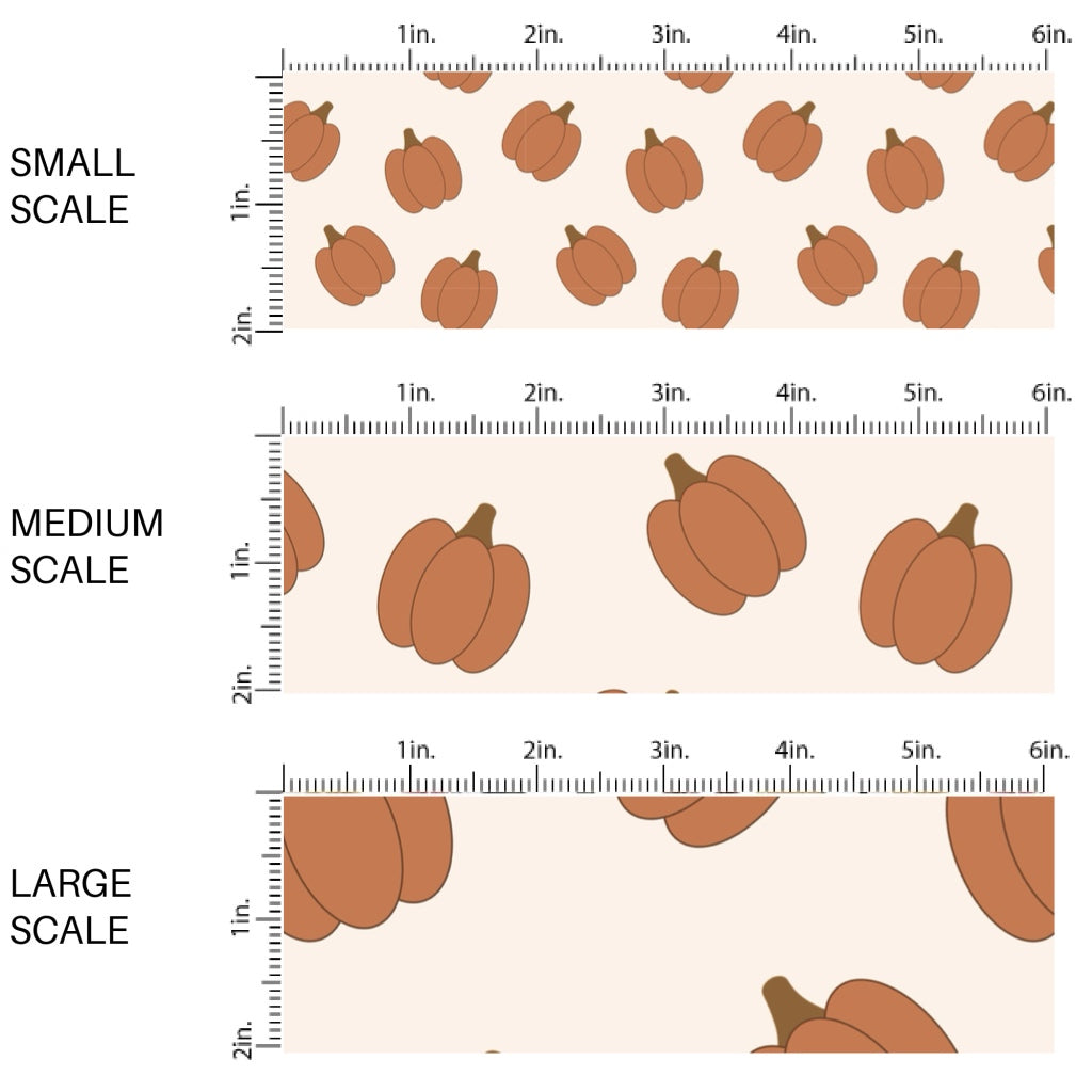 Pumpkin Patch on Cream Fabric By The Yard