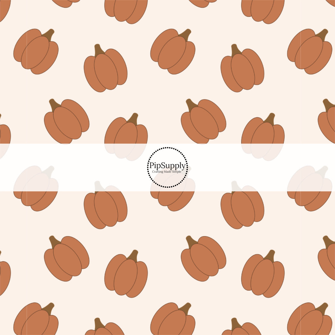 Pumpkin Patch on Cream Fabric By The Yard