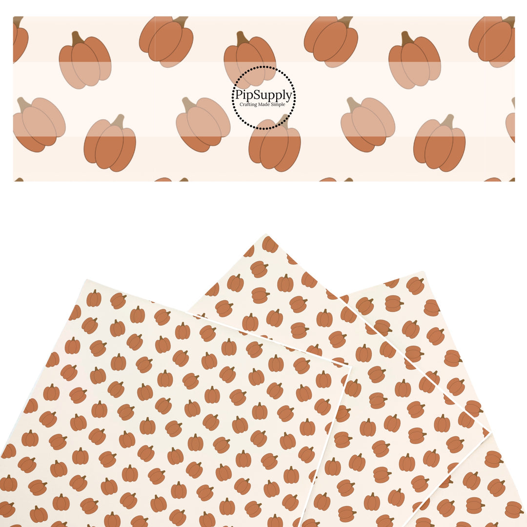 Pumpkin Patch on Cream Faux Leather Sheets