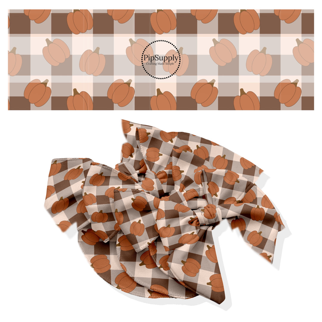 Pumpkin Patch Plaid Hair Bow Strips