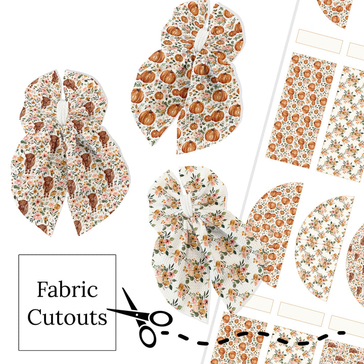 Pumpkin Floral Flowy Sailor Fabric DIY Hair Bows