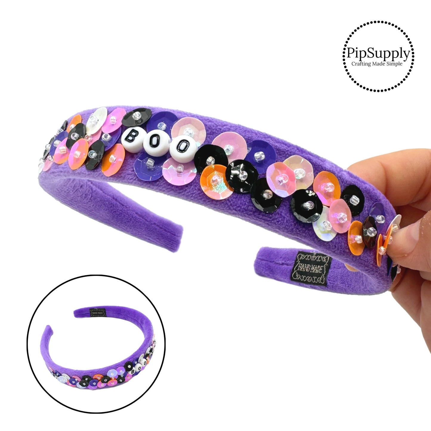 These Halloween "BOO" beads and colorful sequin headbands are a stylish hair accessory. Made with high quality fabric these Halloween themed headbands are a fashionable answer to keeping your hair back!