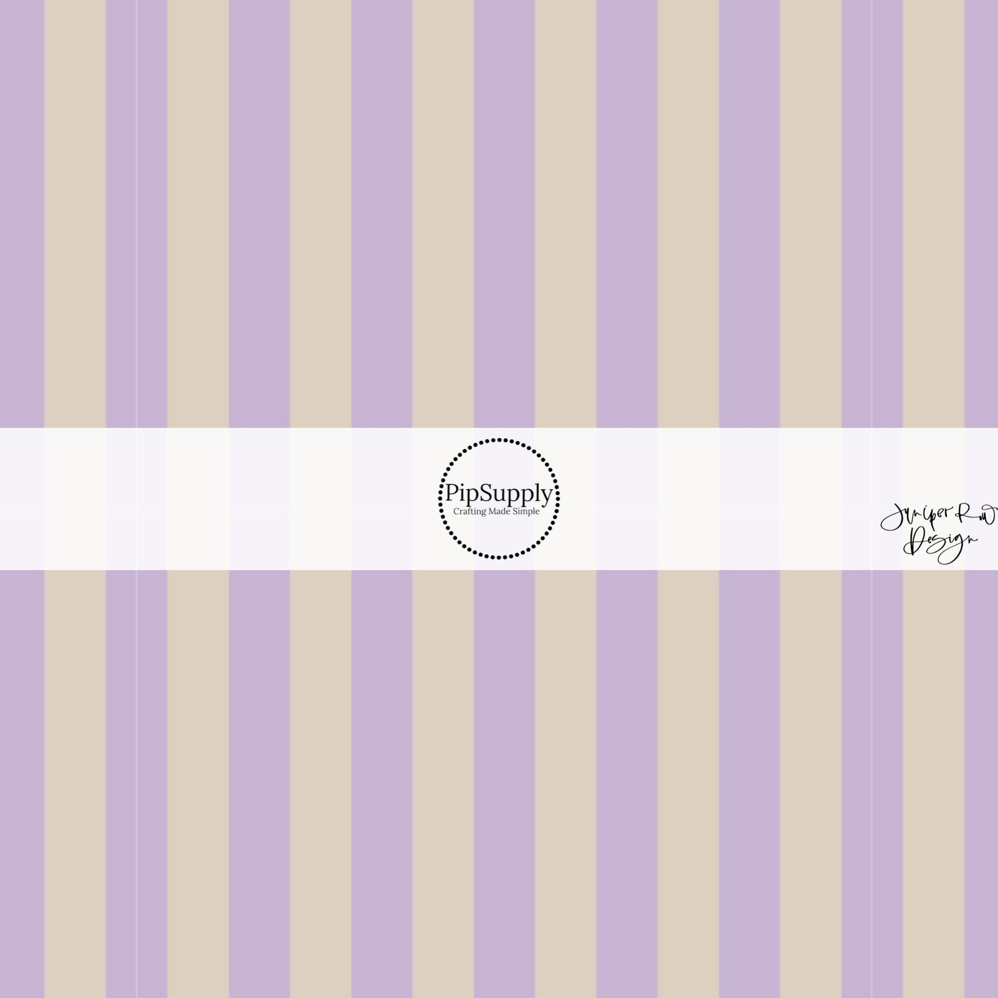 Purple and Beige Striped Fabric by the Yard.