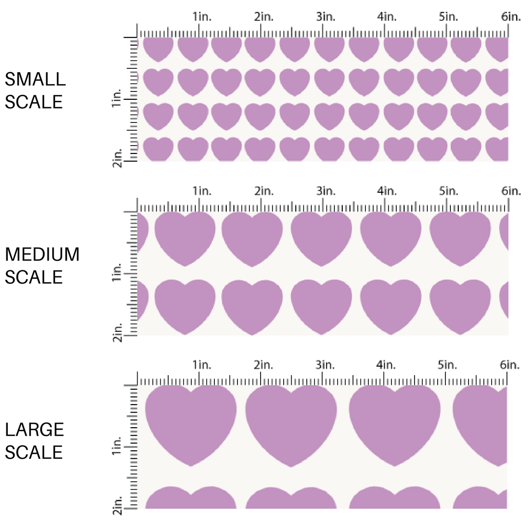 Purple Hearts on White Fabric by the Yard scaled image guide.