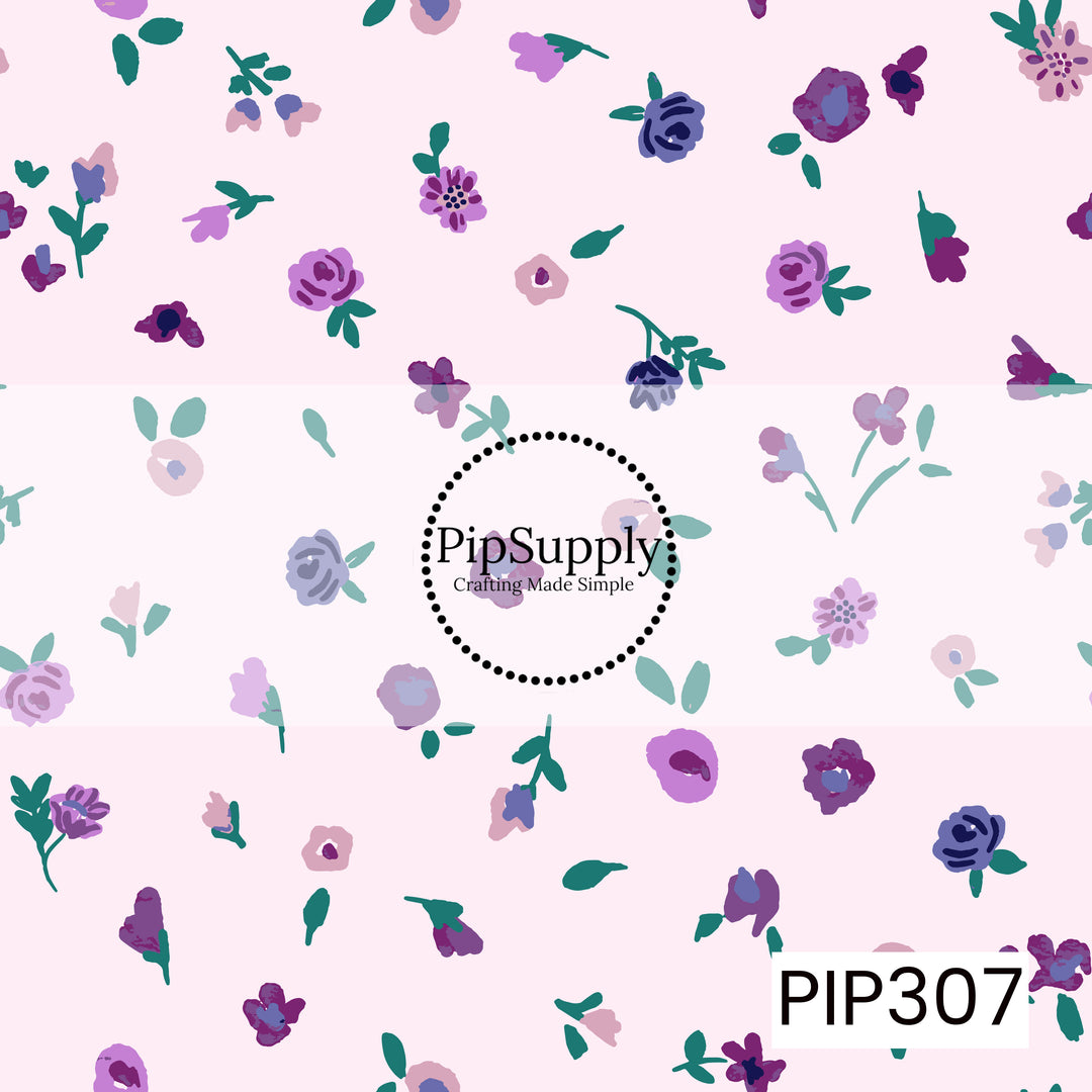 PIP307 - Floral Meadow Purple On Pink