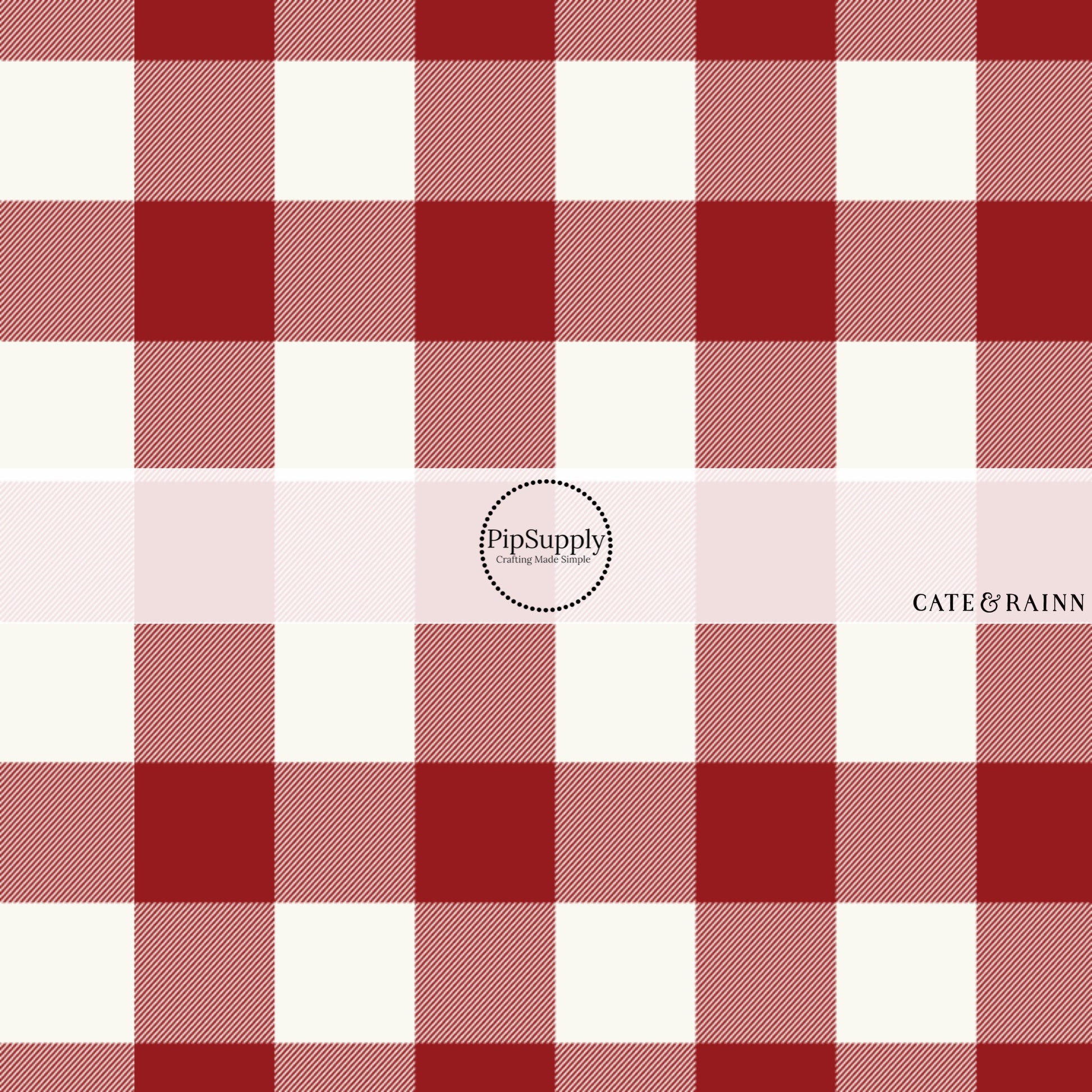Red and white plaid fabric by the yard.
