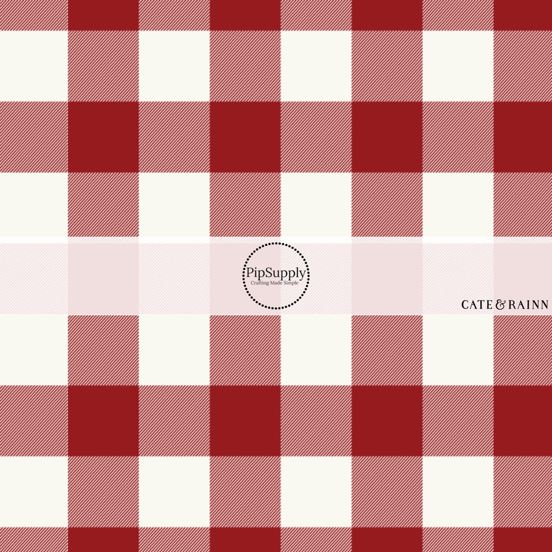 Red and white plaid fabric by the yard.