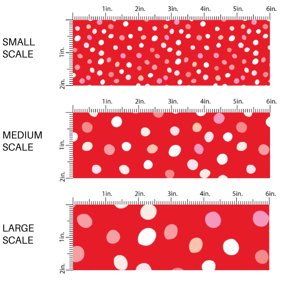 Pink and White Dotted Red Fabric by the Yard scaled image guide.