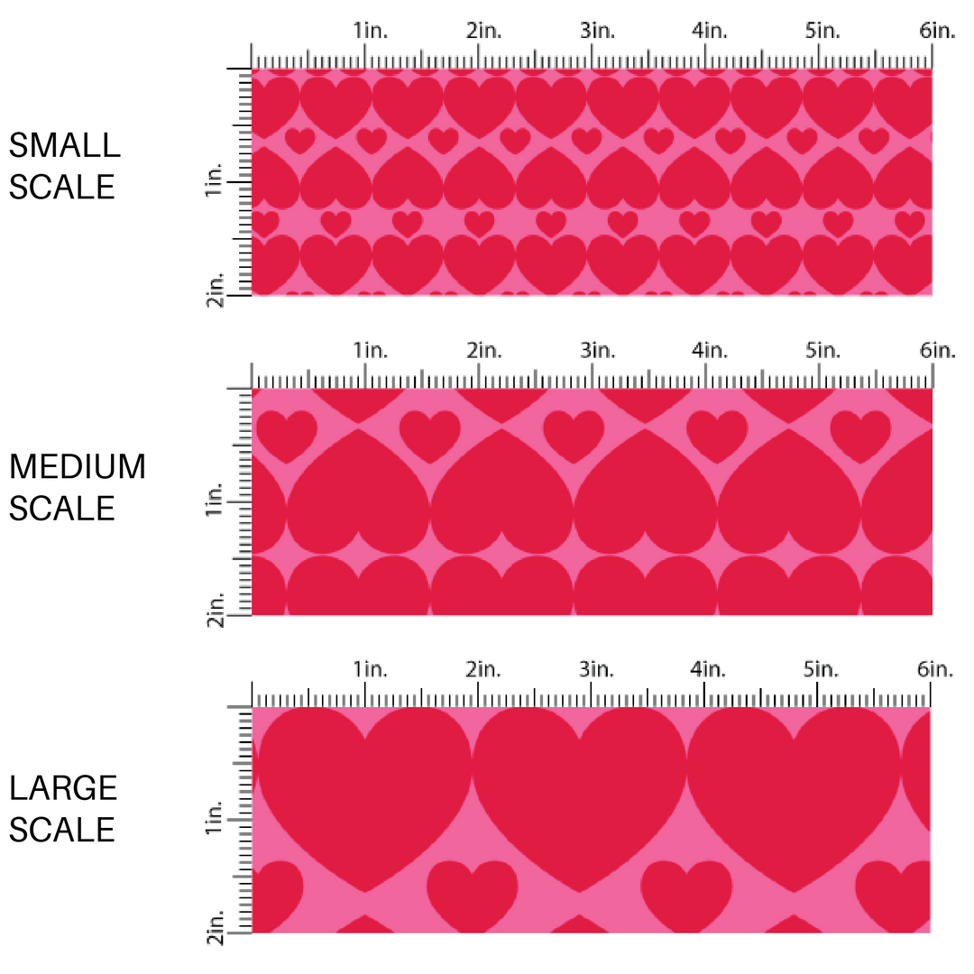 Pink and Red Hearts on White Fabric by the Yard scaled image guide.