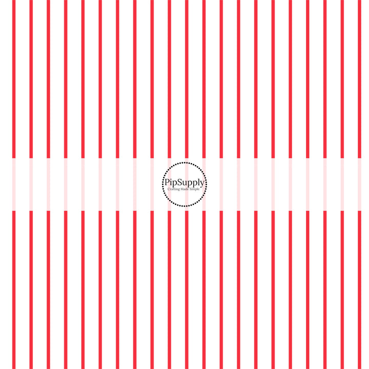 Red and white pinstriped fabric by the yard.