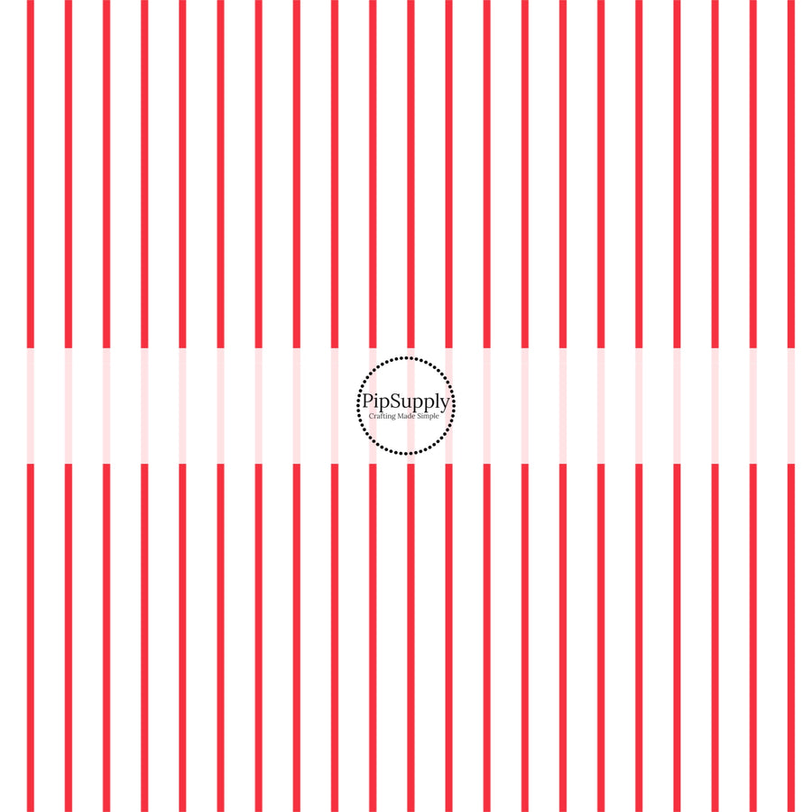 Red and white pinstriped fabric by the yard.