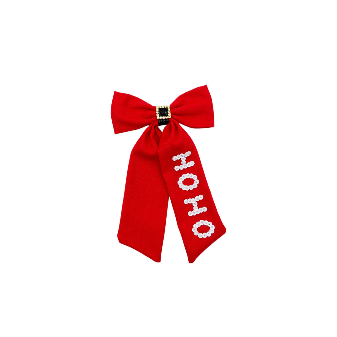 Red HO HO Ho Hair Bow w/Clip