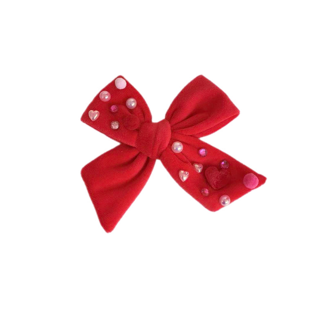Red Velvet Valentine’s Day Pinwheel Bow w/ Clip