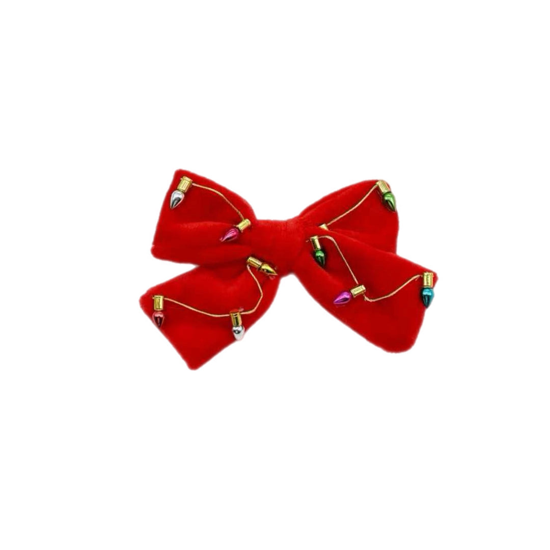 Red Velvet Tangled Lights Bows TIED With Clip