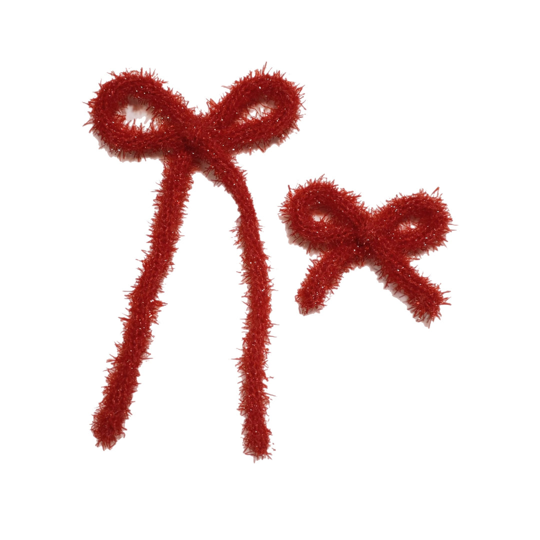 Red Tinsel Dainty Simple Hair Bow w/Clip