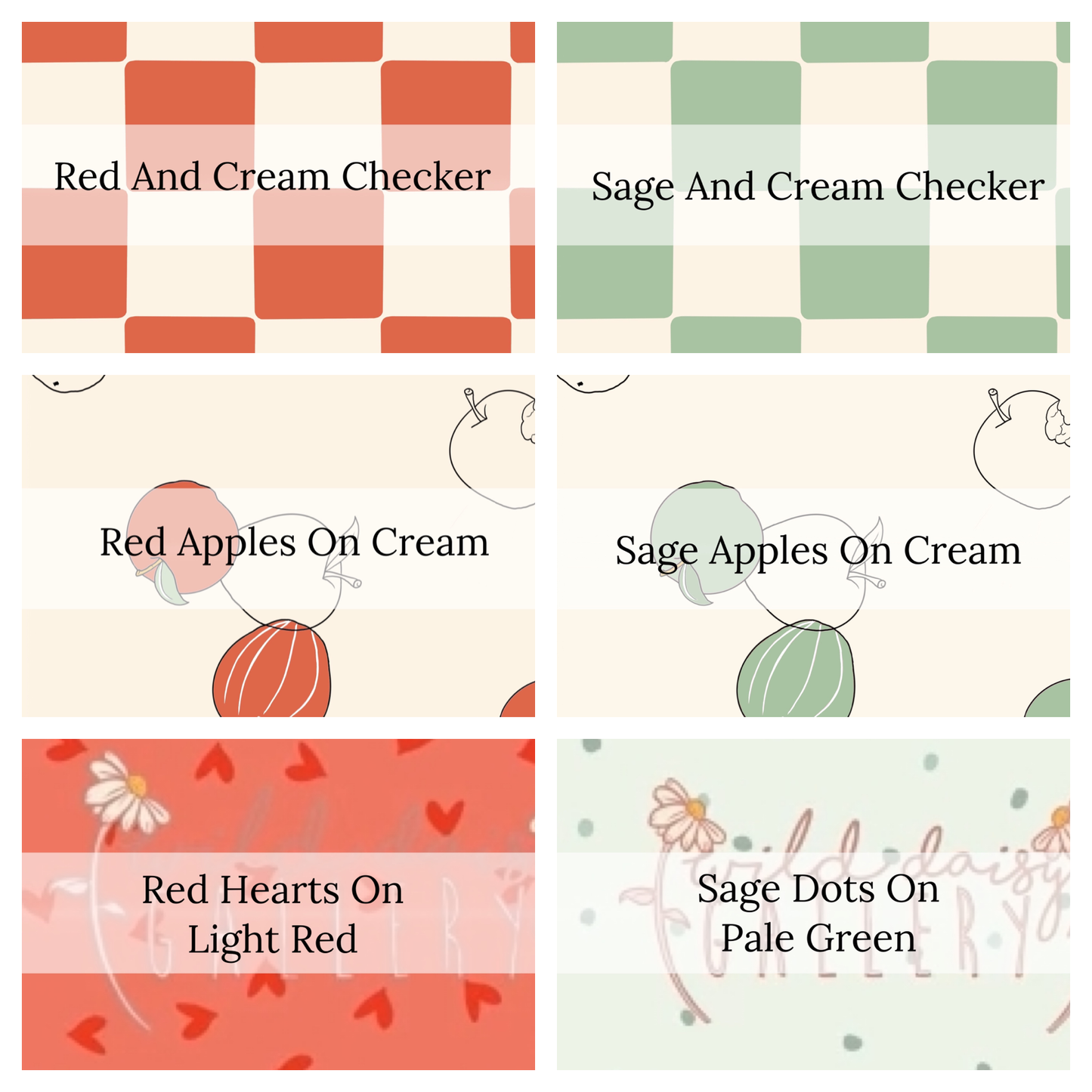 Red and Green Apples Individual Strip Collection | Tylee Plus Art | Fabric Strips