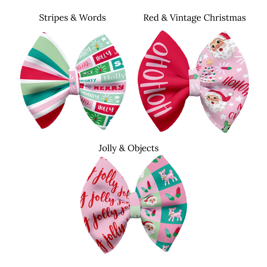 Retro Christmas Pinch Neoprene DIY Hair Bows