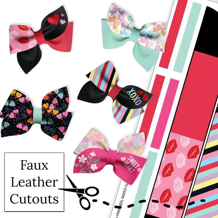 Retro XOXO Pinwheel Faux Leather DIY Hair Bows & Craft Cutouts