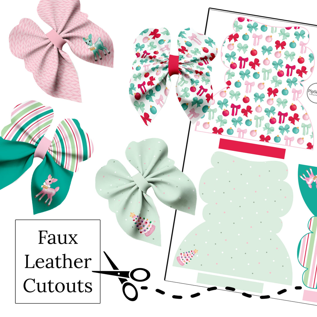 Retro Christmas Bubble Faux Leather DIY Hair Bows