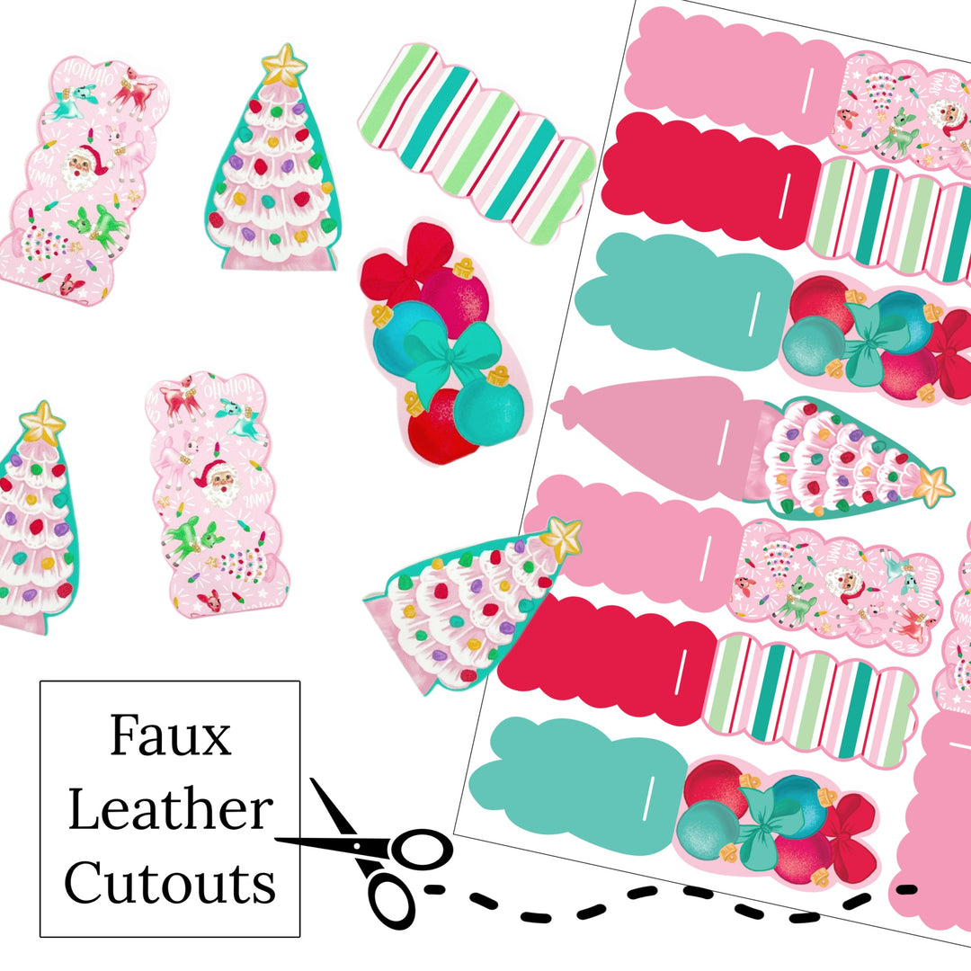 Retro Christmas Faux Leather DIY Snap Clip Covers