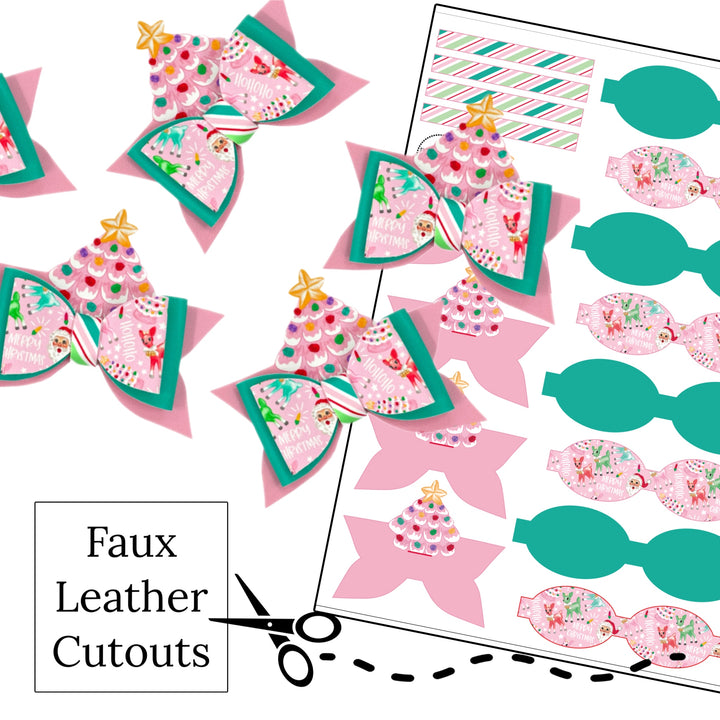 Retro Christmas Layered Faux Leather DIY Hair Bows