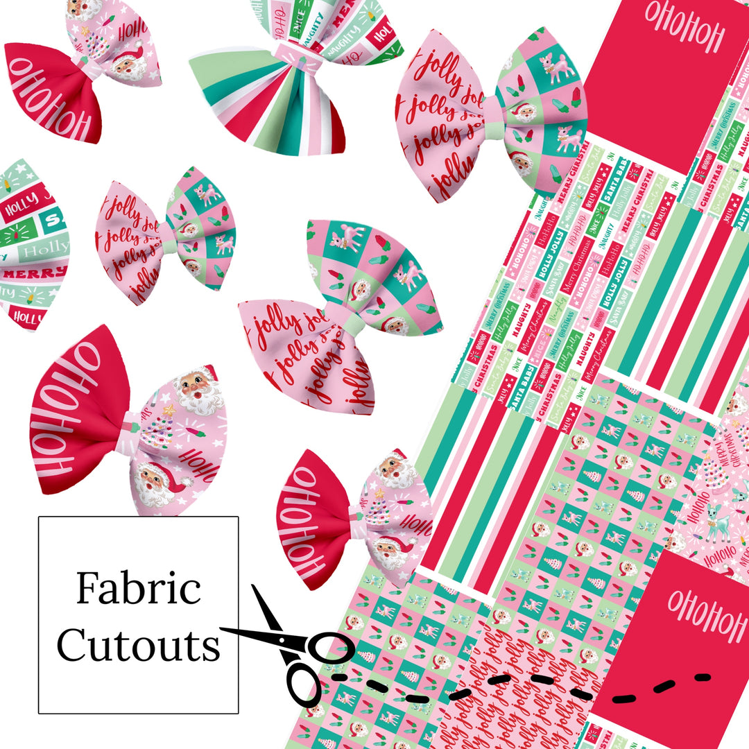 Retro Christmas Pinch Neoprene DIY Hair Bows
