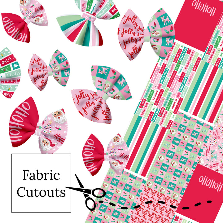 Retro Christmas Pinch Neoprene DIY Hair Bows
