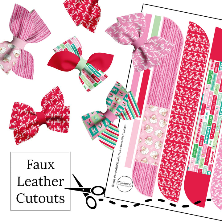 Retro Christmas Pinwheel Faux Leather DIY Hair Bows