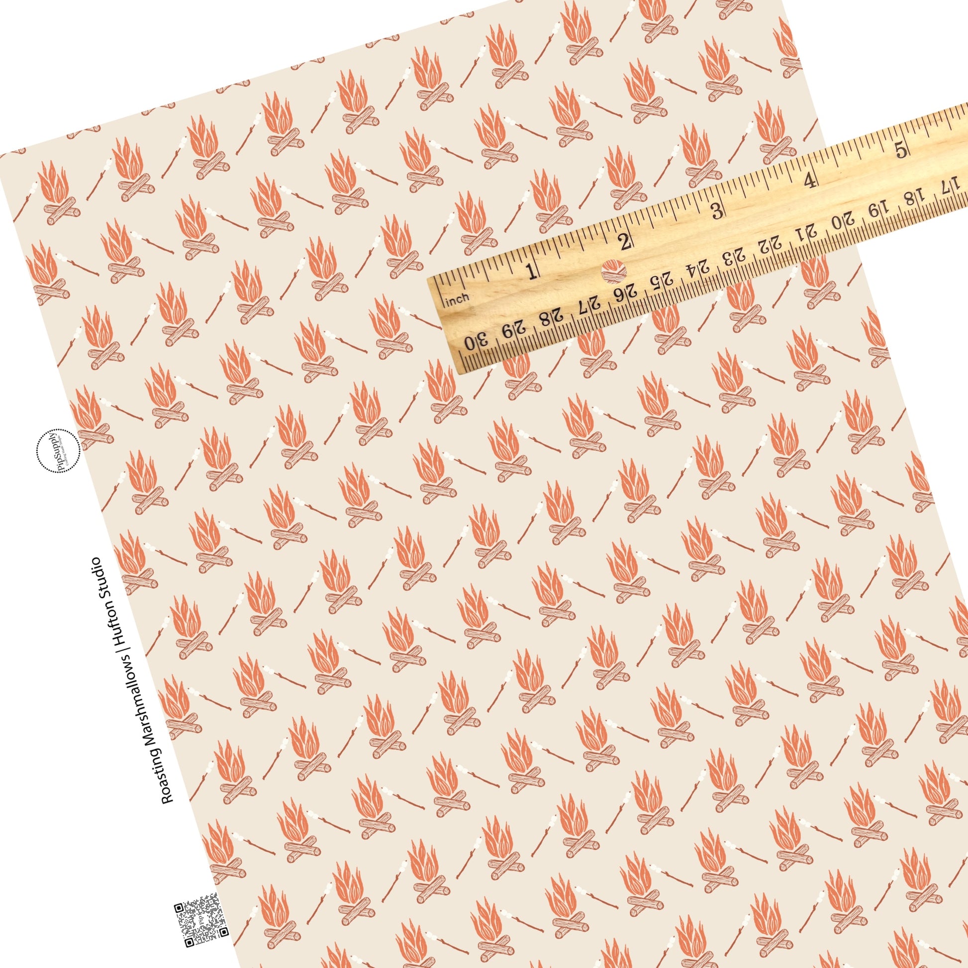 These fall themed faux leather sheets contain the following design elements: roasting marshmallows over the camp fire on cream. Our CPSIA compliant faux leather sheets or rolls can be used for all types of crafting projects.