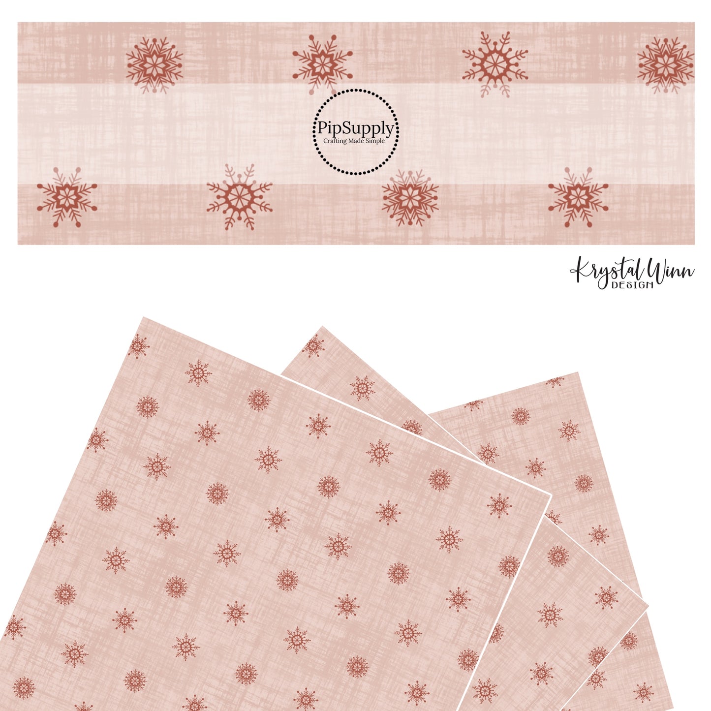 These holiday themed faux leather sheets contain the following design elements: Christmas red snowflakes on pink. Our CPSIA compliant faux leather sheets or rolls can be used for all types of crafting projects.