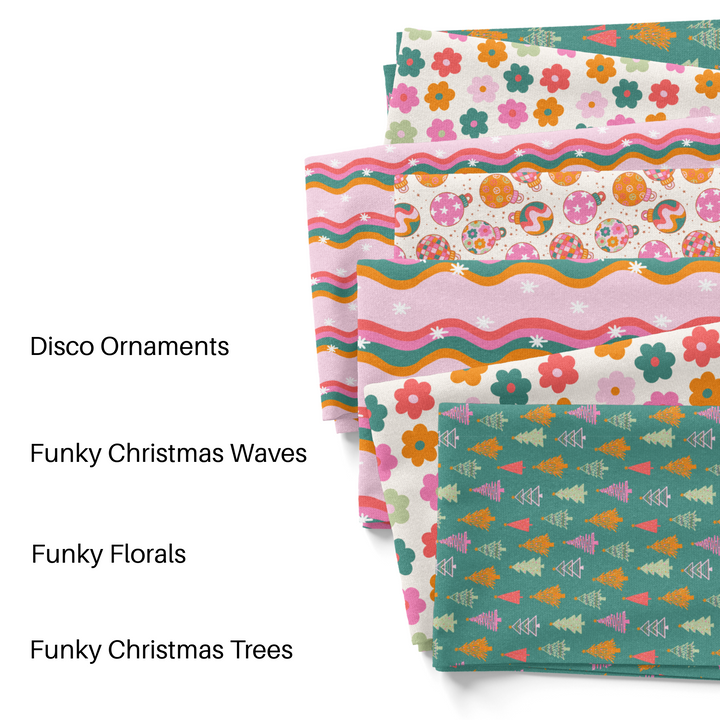 SKYY Design groovy Christmas Fabric by the yard swatches.