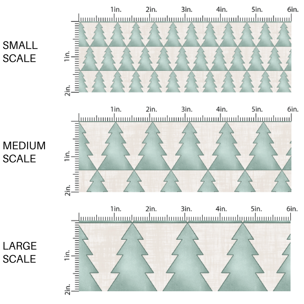 These holiday pattern themed fabric by the yard features Christmas trees on cream. This fun Christmas fabric can be used for all your sewing and crafting needs!
