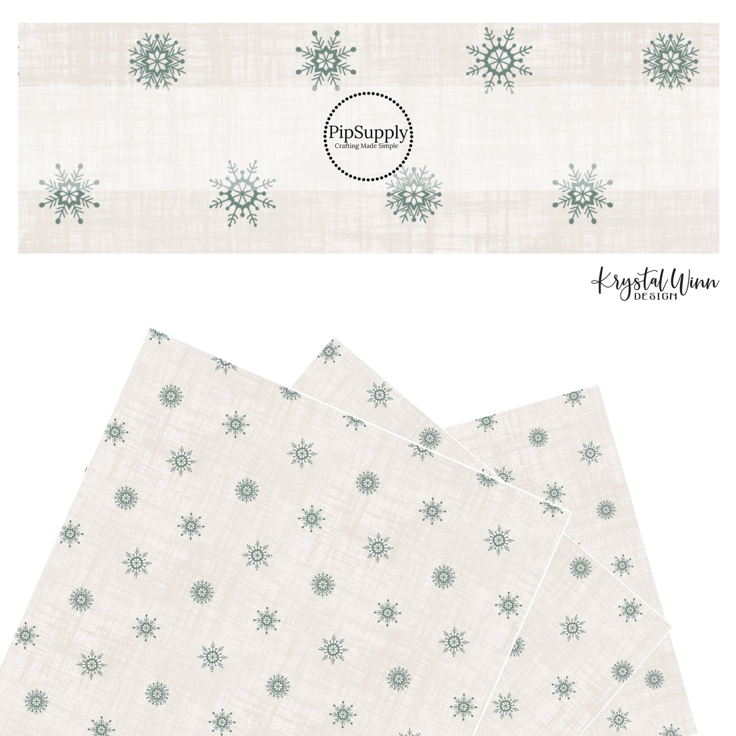 These holiday themed faux leather sheets contain the following design elements: Christmas green snowflakes on cream. Our CPSIA compliant faux leather sheets or rolls can be used for all types of crafting projects.