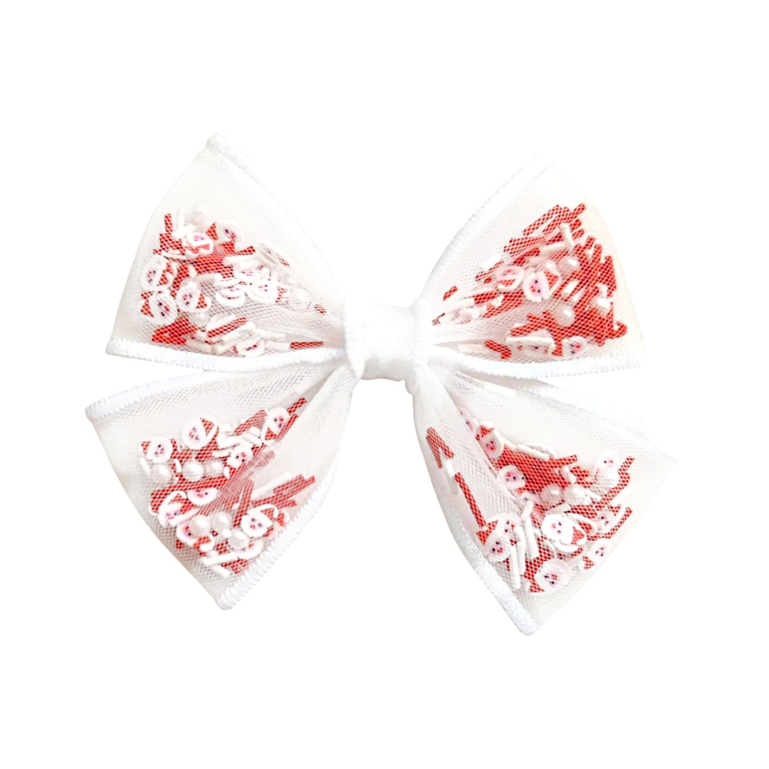 Santa Pinwheel Hair Bow w/ Clip