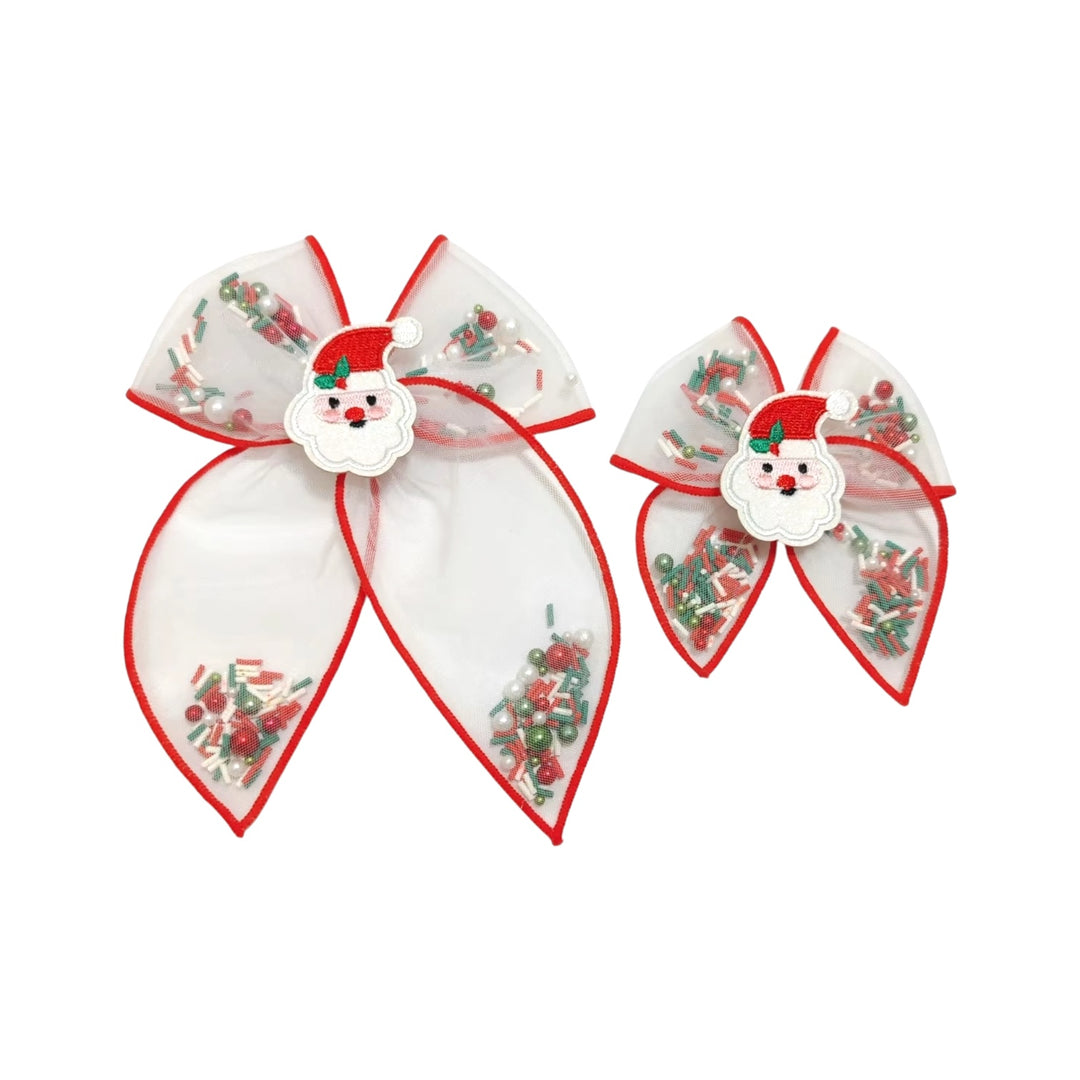 Santa Tinsel SAILOR Shaker Hair Bow w/ Clip