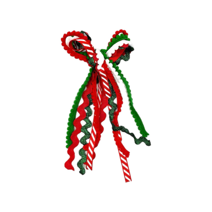 Santas Workshop Messy Ribbon Hair Bow Tied With Clip
