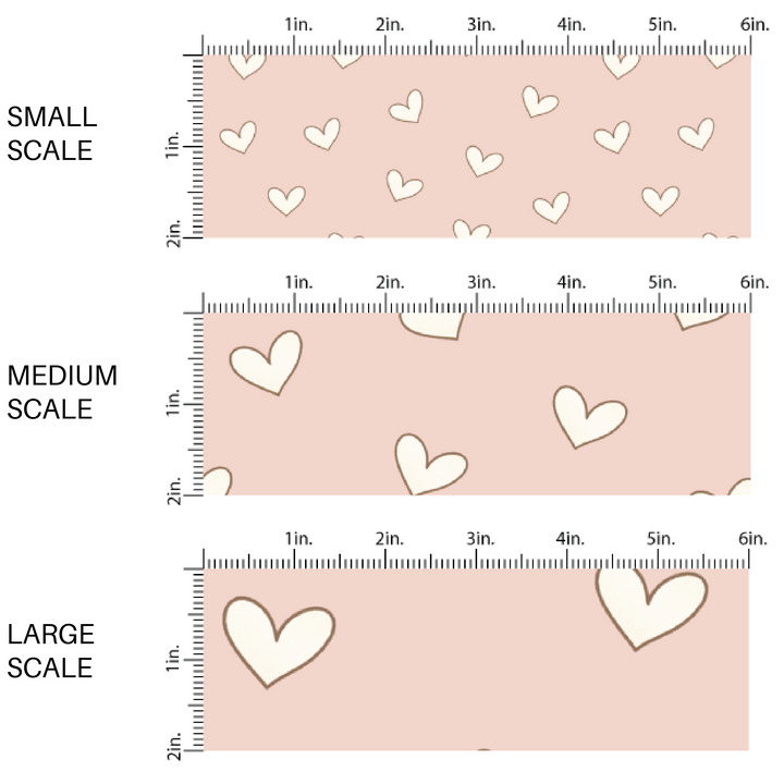 White Scattered Hearts on Pale Pink Valentine's Day Fabric by the Yard scaled image guide.